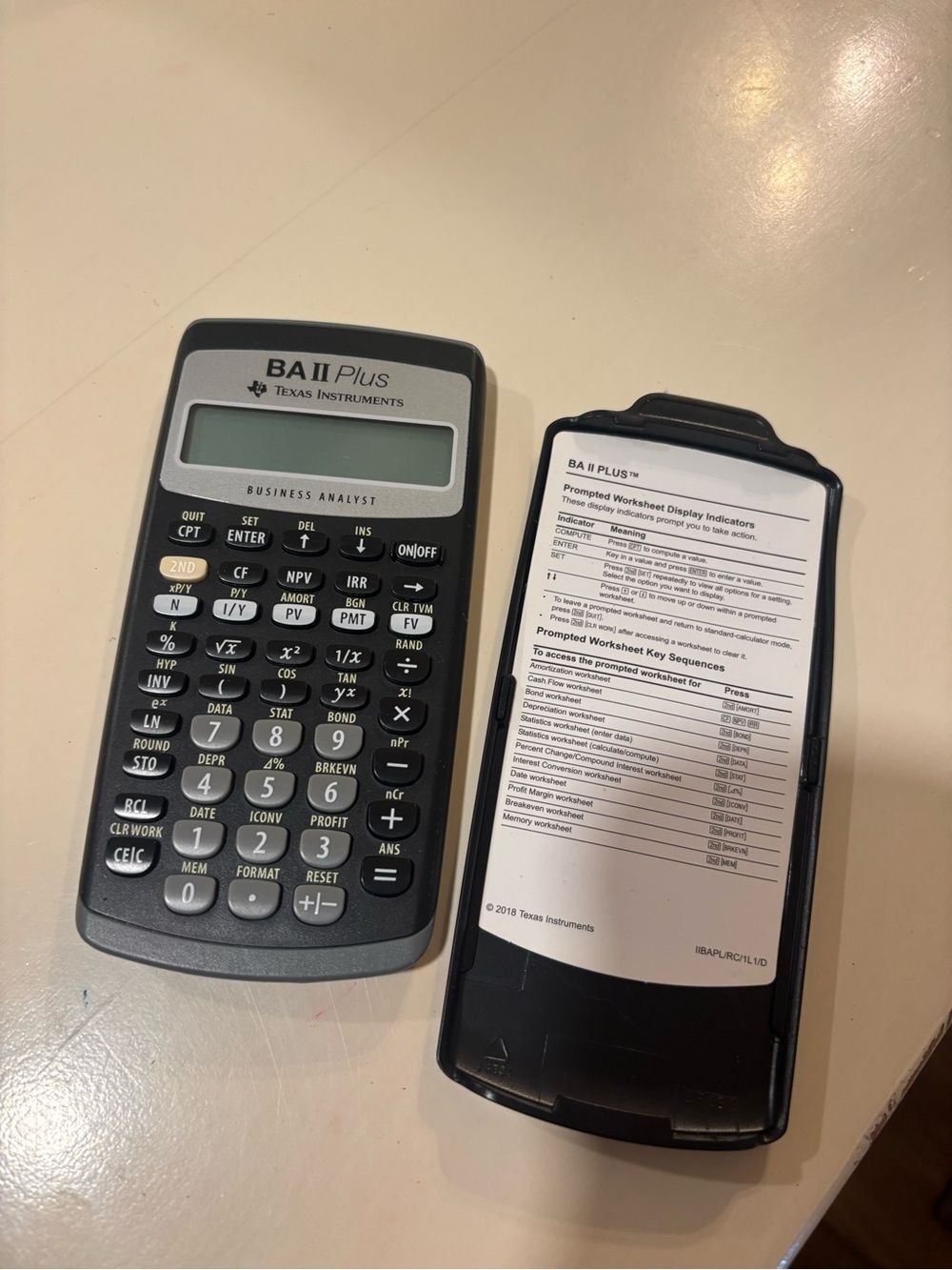 Texas Instruments BA II Plus Financial Calculator w/ Slide Cover CFA FRM